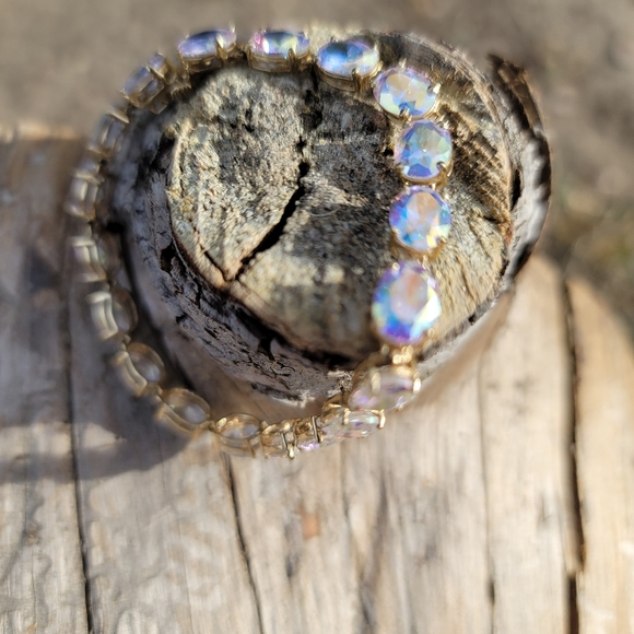 Solid 10k mystic topaz tennis bracelet - Picture 1 of 10